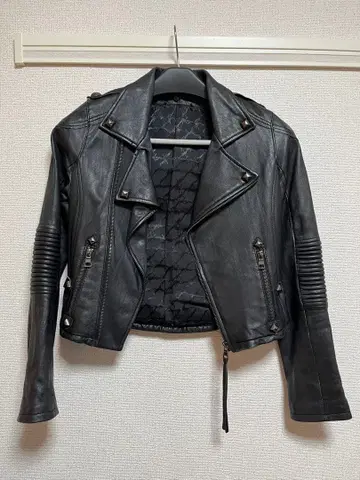 스파이럴걸 천연 가죽 블랙 레더 라이더 자켓 S 사이즈