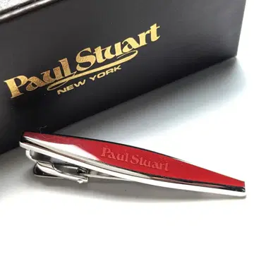 pst113 새상품 폴 스튜어트 넥타이핀 실버 로고 레드 주홍색 빨간색
