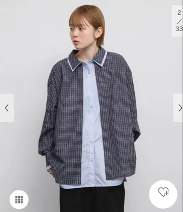 KBF 체크 레이어드 빅 셔츠