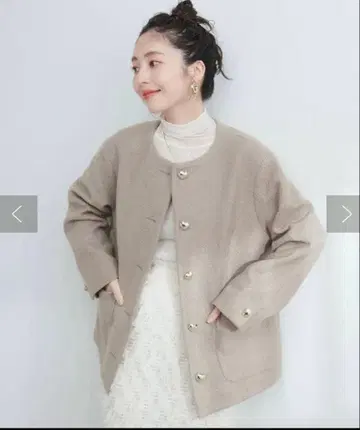 하트 단추 포근한 소재 코트 자켓 모카 내추럴 꾸뛰르