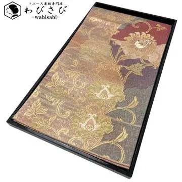 후쿠로 오비 니시진 이즈쿠라 반짝이는 꽃+덩굴 패턴 금실 O-4028