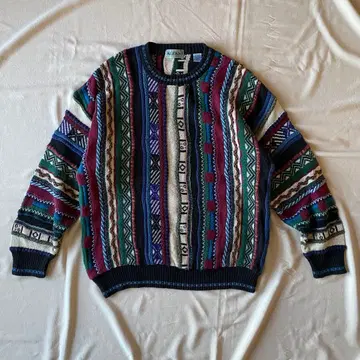 90년대 3D 니트 호배색 레귤러 구제 의류 빈티지 오버 사이즈