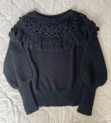 CELFORD 셀포드 프린지 블랙 니트 스웨터