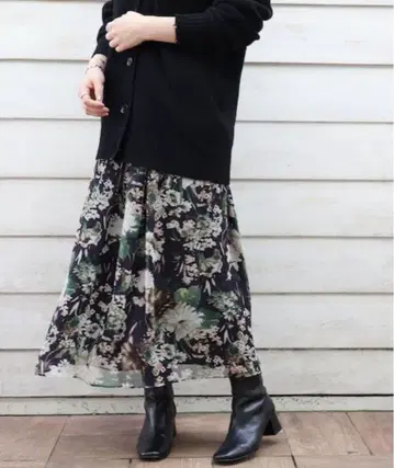 FRAMeWORK 프레임워크 양류 꽃무늬 스커트 플라워 쉬폰