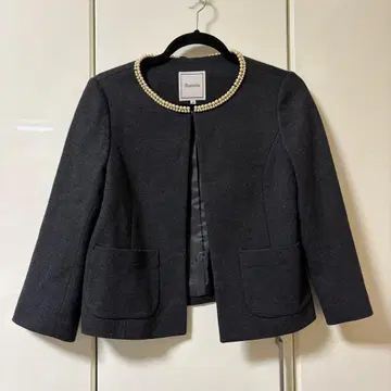 Anatelier 노카라 자켓 36 다크 그레이 펄 리본