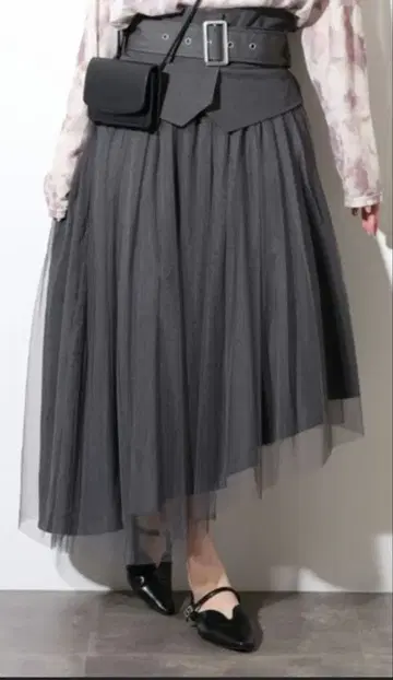 4L 빅 사이즈 벨트 포함 코르셋 포함 아지메 플레어 롱 스커트