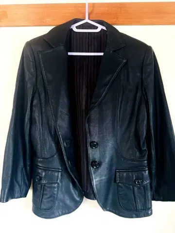 여성용 가죽 자켓 ELLE 양가죽 블랙 사이즈 40 11~13호