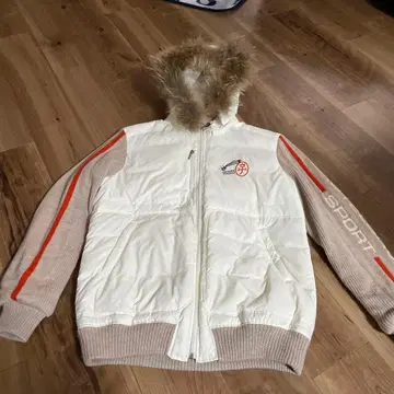 카스텔바쟉 남성용 화이트 다운 자켓 후드 부착