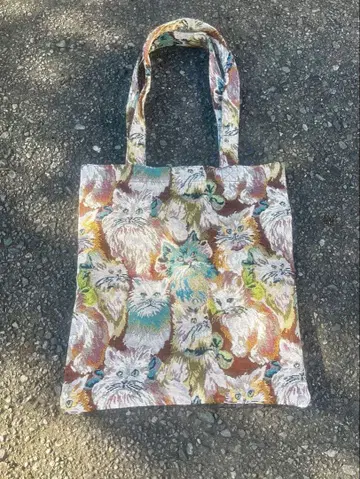 고양이 토트백 고블랑 구제 의류 vintage cat 고양이