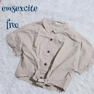 엠즈 엑사이트 ] 마 혼방 밑단 리본 돌먼 슬리브 숏 기장 셔츠 free