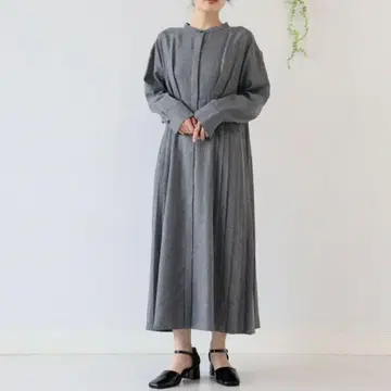 Ray BEAMS 레이빔즈 헤링본 플리츠 절개 원피스