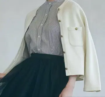 23구 코튼 릴리 니트 자켓 화이트 38