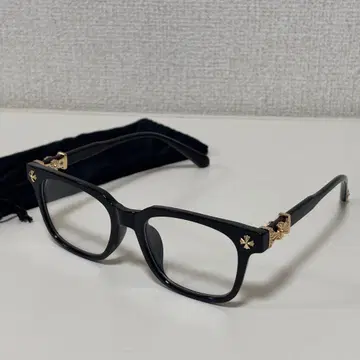 새상품 스퀘어 풀 프레임 패션 안경 크롬 계열 블랙 x 골드 고급 케이스