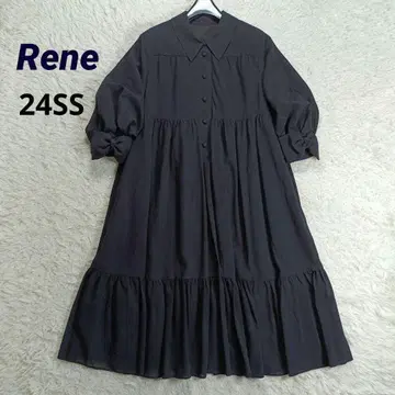 24SS 르네 싸개 버튼 원피스 벌룬 소매 리본 오간자 레어 38