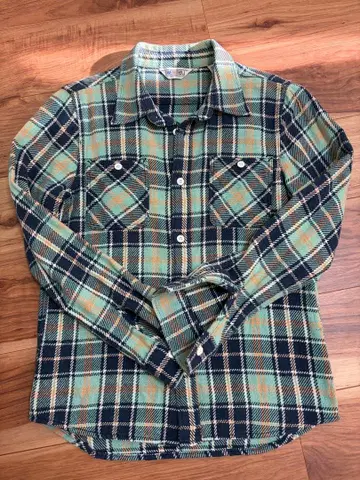 FIVE BROTHER 긴팔 플란넬 셔츠 체크 무늬 그린