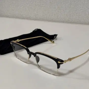 서몬트 하프림 패션 안경 크롬 계열 블랙 x 골드 고급 케이스 포함