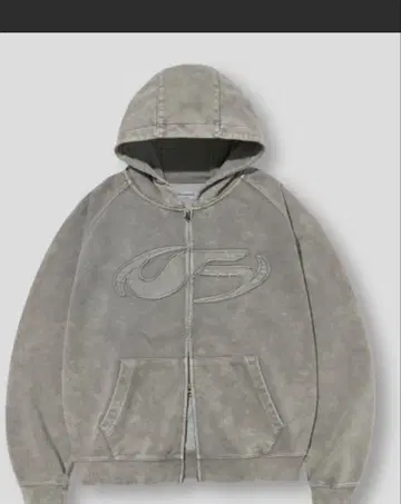 F.iluminate 그레이 풀 지퍼 후드티 피그먼트 가공