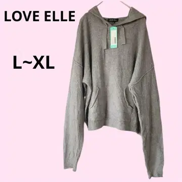LOVE ELLE 그레이 후드 부착 니트 [ L~XL ] 니트 후드티
