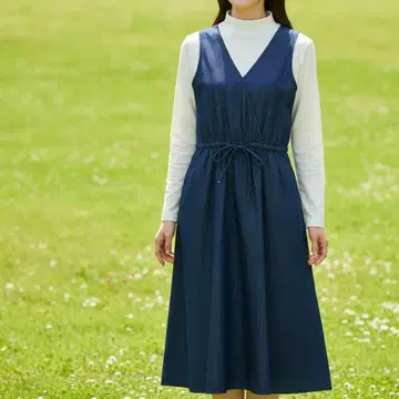 any SiS V넥 롱 오버롤 스커트 허리 드로스트 M 사이즈