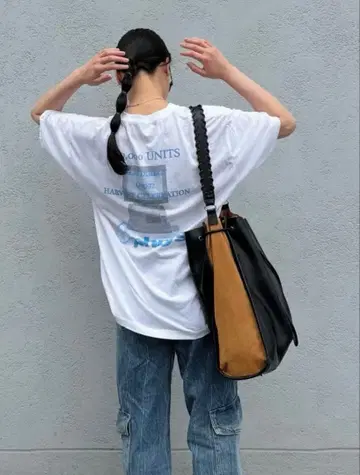 가죽 스웨이드 토트백 블랙/브라운