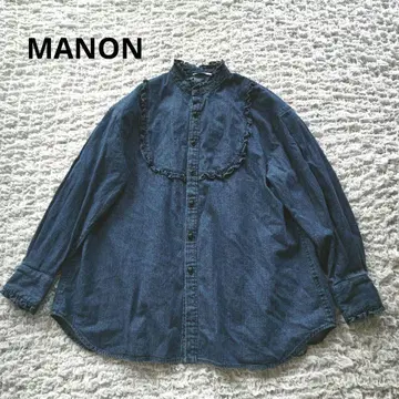 MANON 마논 일본제 코튼 프릴 데님 셔츠 프리