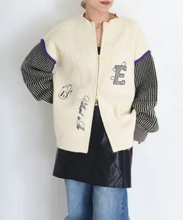 새상품 이번 시즌 Eimee Law 엠블럼 자수 ZIP 니트 가디건