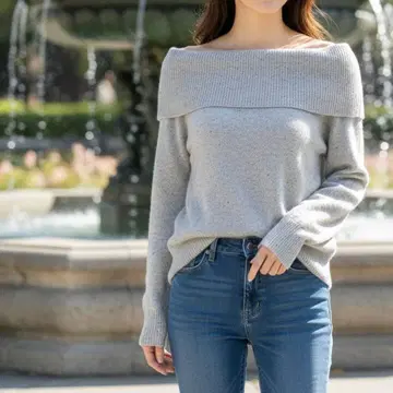 코엔 coen 컬러 네프 오프숄더 니트 그레이 M 사이즈