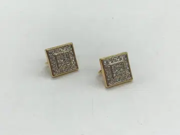 니나리치 NINARICCI 귀찌 보석 달린 정사각형 스퀘어 골드 계열