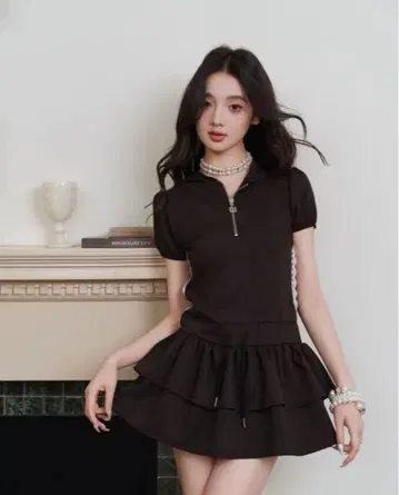 andwang 더블 프릴 미니 드레스 2size black