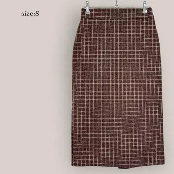 새상품급 롱 타이트 스커트 체크 종아리 기장 가을/겨울 사양 브라운