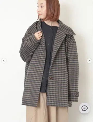 사만사 모스2 샤기 체크 코트 차콜 그레이