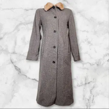 KOOKAI 쿠카이 퍼 부착 롱 코트 안감 부착 캐시미어 그레이