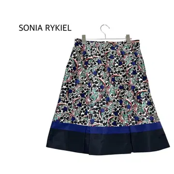 미사용 SONIA RYKIEL 페이즐리 박스 플리츠 스커트 40