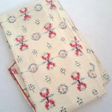 명선 코몬 지 기모노 기하학 패턴 순수 실크  이중 기모노 미색