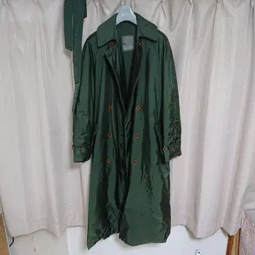 올리브 그린 충전솜 롱 코트 (오비 포함)