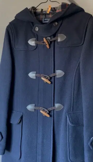 네이비 더플 코트 후드 부착