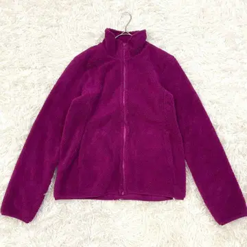 UNIQLO 유니클로 보아 자켓 M 퍼플 풀 집업 하이넥