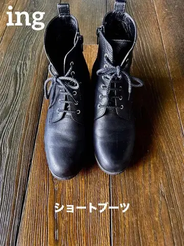ing 가죽 숏부츠 레이스업 지퍼 포함