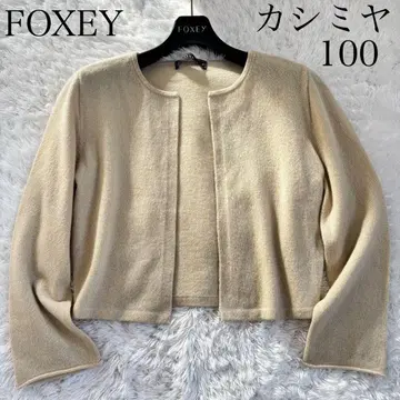 FOXEY 폭시 캐시미어 100% 니트 볼레로 가디건 7부 소매