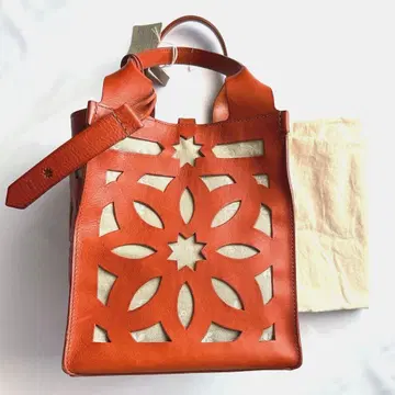 [새상품급] genten 겐텐 그랑 컷워크 큐브 토트백 오렌지