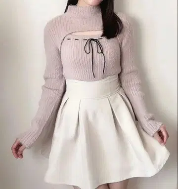 안미르 볼레로 세트 샤기 니트 화이트