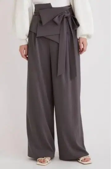 FRAY I.D 아시메 랩 리본 벨트 팬츠 그레이