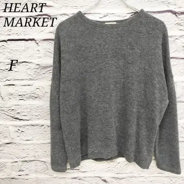 R4071/하트마켓 [ F ] 긴팔 티셔츠 하트 자수 그레이