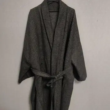 HARE 체크 무늬 울 혼방 롱 코트 남성용 프리 사이즈 리버서블