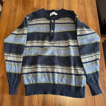 CHAPS 헨리넥 울 니트 스웨터 L 보더 Ralph 계열