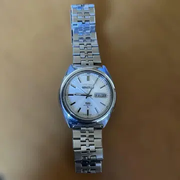 세이코 5 자동 와인딩 손목시계 실버 6106-7520