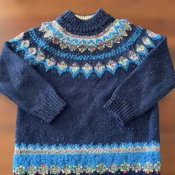 코헨 노르딕 무늬 스웨터 블루