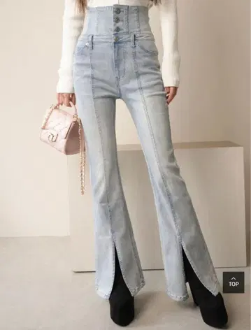 LIP SERVICE 센터 슬릿 플레어 데님 팬츠