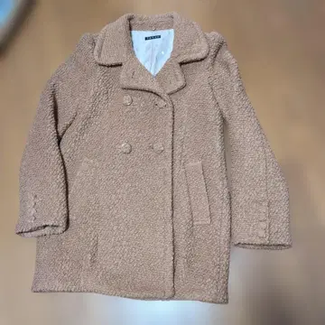 베이지 보아 더블 브레스트 코트