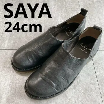 [ 컨디션 최상 ] SAYA 사야 가죽 슬립온 슈즈 블랙 24cm
